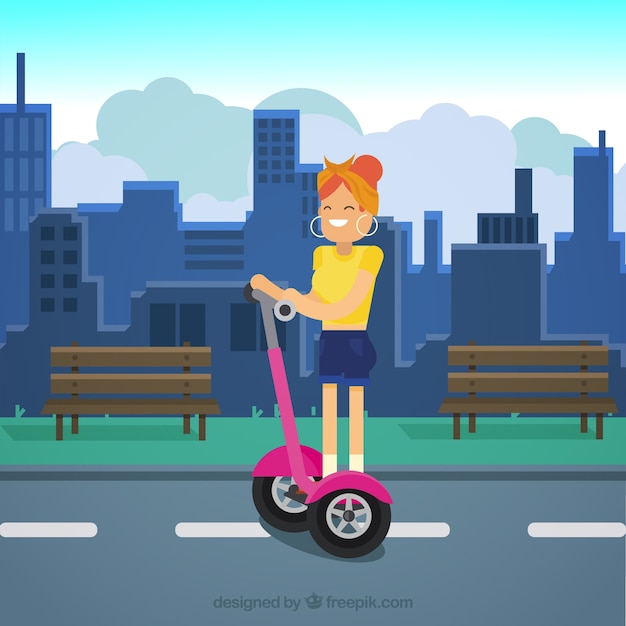 Vector gratuito diseño de segway con mujer