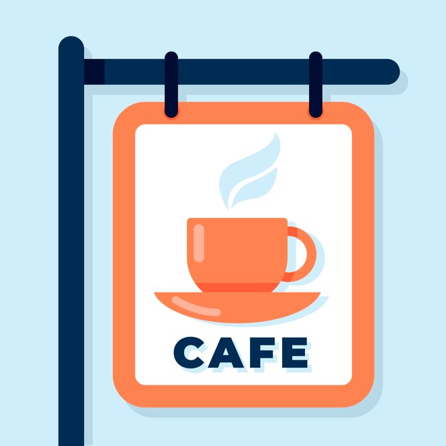 Diseño de señalización de cafetería de diseño plano
