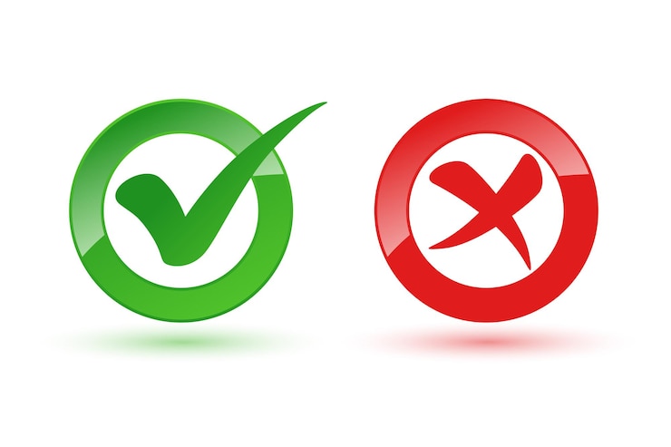 Vector gratuito diseño de símbolo de cruz de marca de verificación correcto e incorrecto