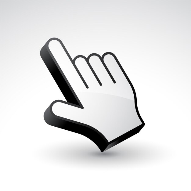 Diseño de símbolos de cursor de dedo de mano de estilo 3D