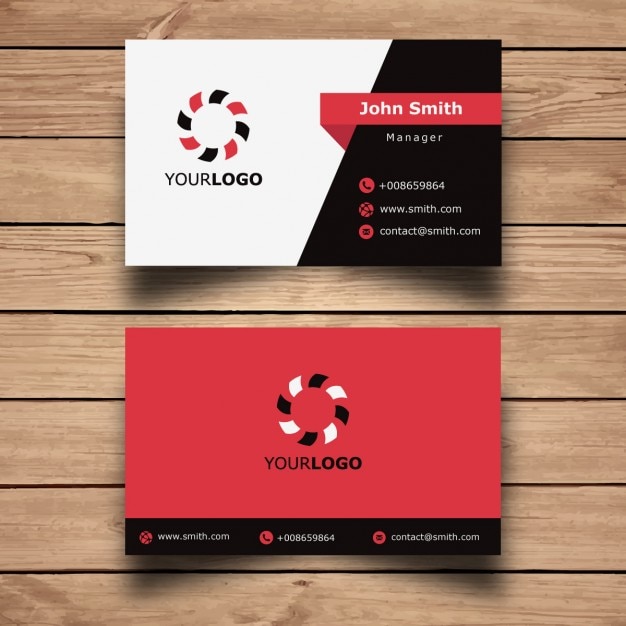 Vector gratuito diseño simple de tarjeta de visita roja