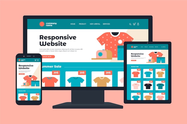 Vector gratuito diseño de sitio web responsivo de diseño plano