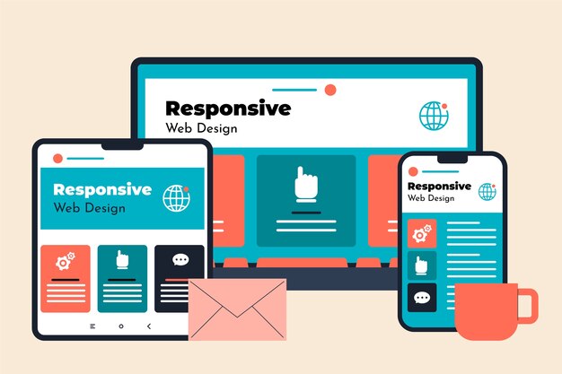 Diseño de sitio web responsivo de diseño plano