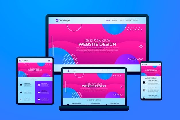 Vector gratuito diseño de sitio web sensible al gradiente