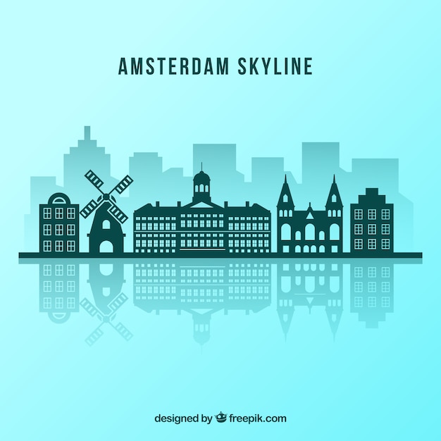 Vector gratuito diseño de skyline de amsterdam