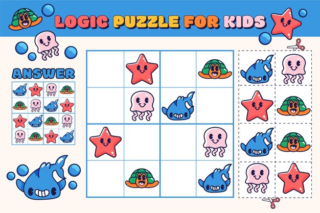 Diseño de sudoku de diseño plano dibujado a mano