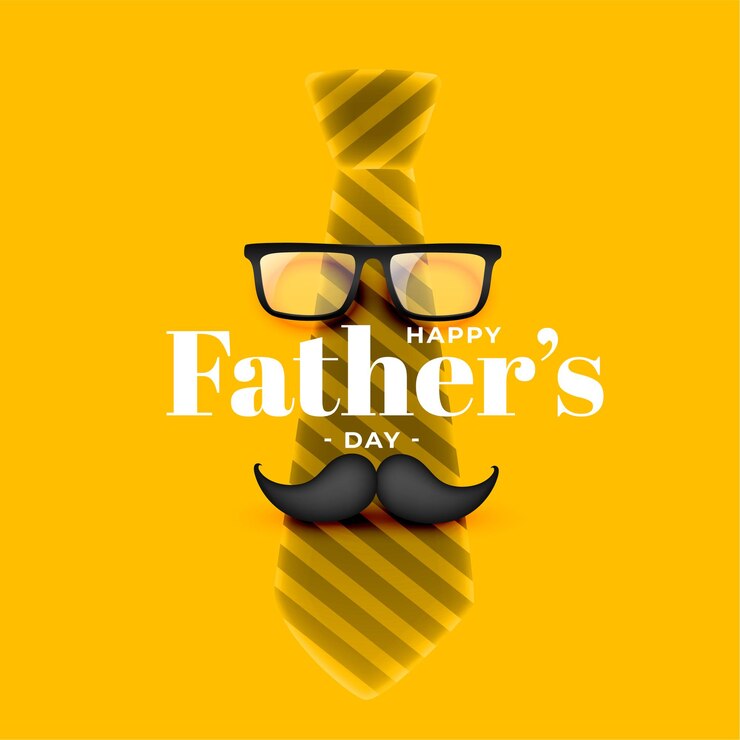Vector gratuito diseño de tarjeta amarilla realista feliz día del padre