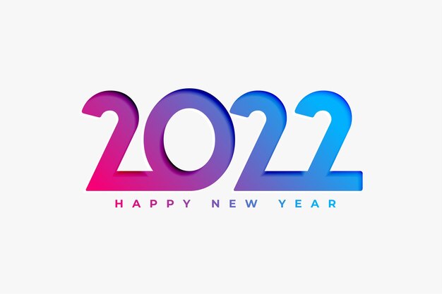 Diseño de tarjeta de año nuevo de estilo de corte de papel colorido simple 2022