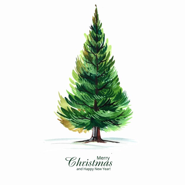 Diseño de tarjeta de árbol verde de Navidad decorativo artístico hermoso