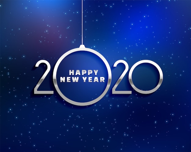 Diseño de tarjeta azul creativo feliz año nuevo 2020