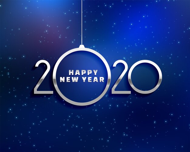 Diseño de tarjeta azul creativo feliz año nuevo 2020