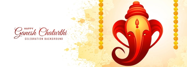 Diseño de tarjeta de banner de festival religioso indio feliz ganesh chaturthi