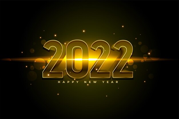 Diseño de tarjeta de celebración de efecto de luz de año nuevo 2022