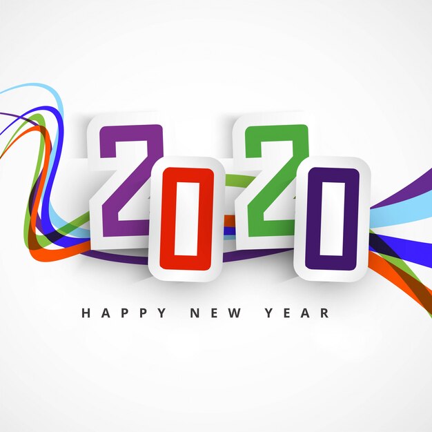 Diseño de tarjeta de celebración de texto de feliz año nuevo 2020