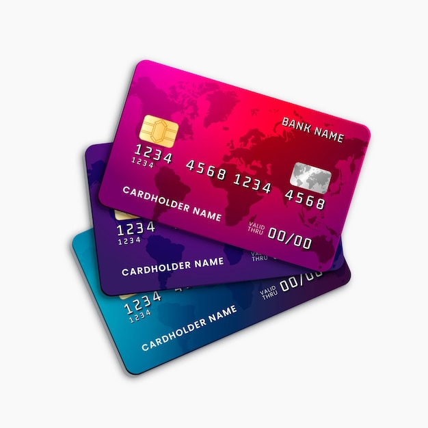 Vector gratuito diseño de tarjeta de crédito realista