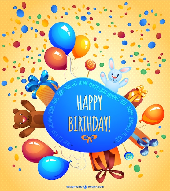 Diseño de tarjeta de cumpleaños con dibujos simpático