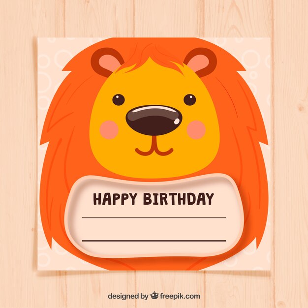 Diseño de tarjeta de cumpleaños con león