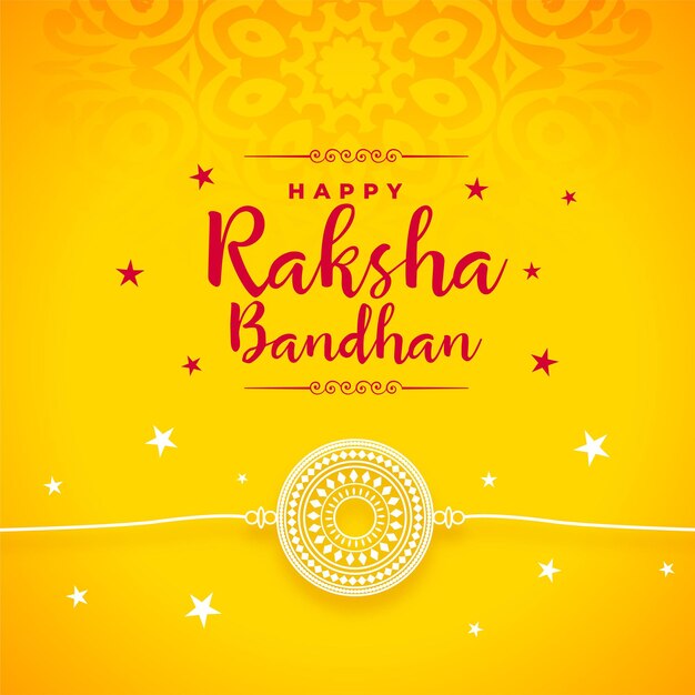 Diseño de tarjeta decorativa amarilla raksha bandhan