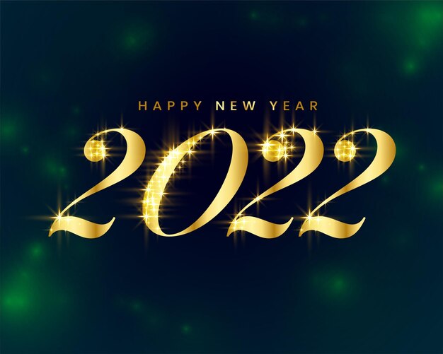 Diseño de tarjeta de deseos de celebración de oro brillante 2022
