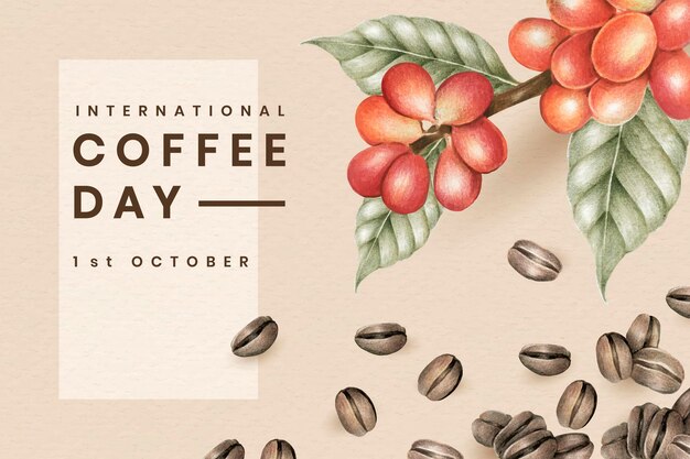 Diseño de tarjeta del día internacional del café.