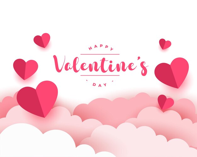 Diseño de tarjeta de día de San Valentín realista estilo papel