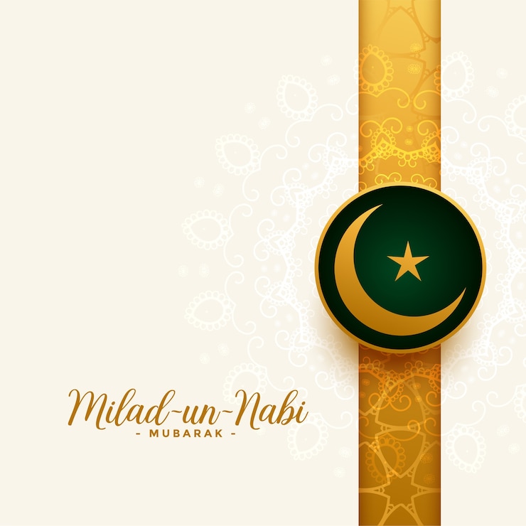 Vector gratuito diseño de tarjeta dorada milad un nabi mubarak