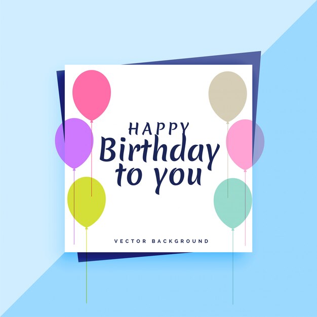 diseño de tarjeta elegante feliz cumpleaños con globos de colores