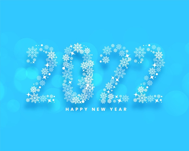 Diseño de tarjeta de estilo de texto de copos de nieve de año nuevo 2022