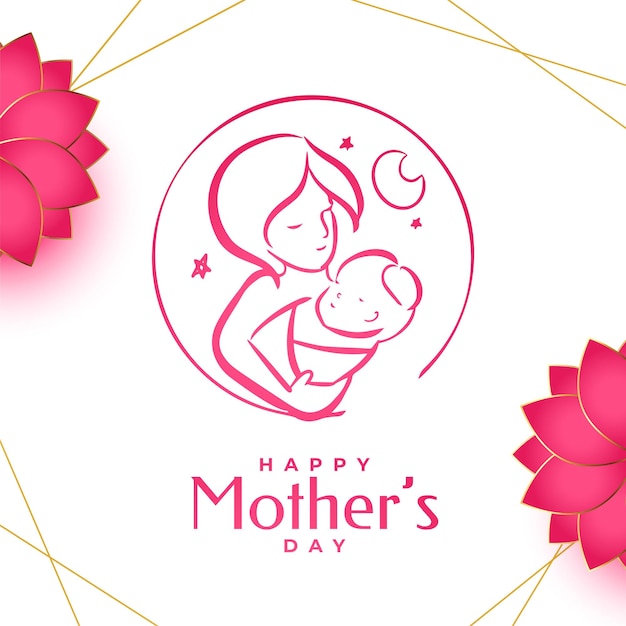 Vector gratuito diseño de tarjeta de felicitación del día de la madre encantadora dibujada a mano