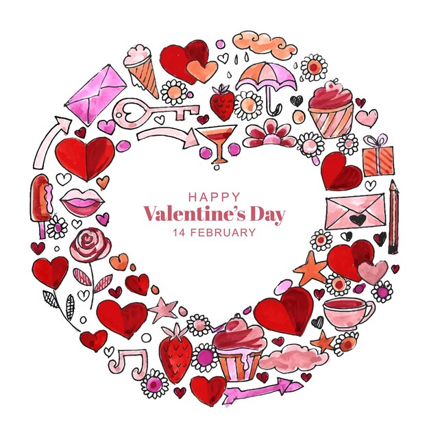 Diseño de tarjeta de felicitación del día de san valentín de corazones decorativos