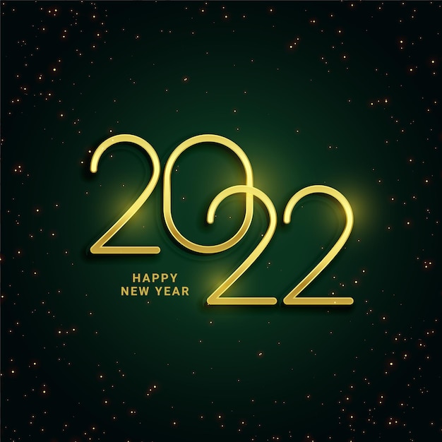 Diseño de tarjeta de felicitación dorada de feliz año nuevo 2022 de lujo