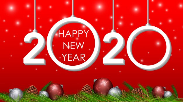 Diseño de tarjeta de felicitación de feliz año nuevo para 2020