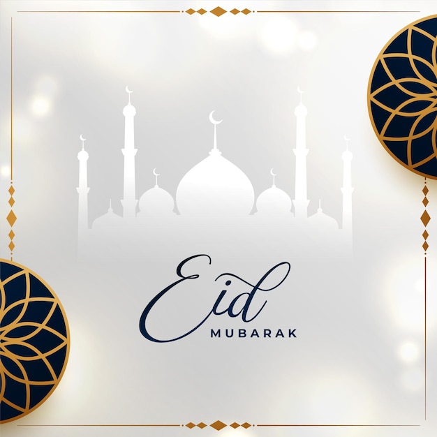 Diseño de tarjeta de felicitación del festival eid mubarak realista