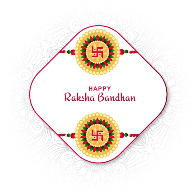 Diseño de tarjeta de felicitación con fondo de celebración de raksha bandhan