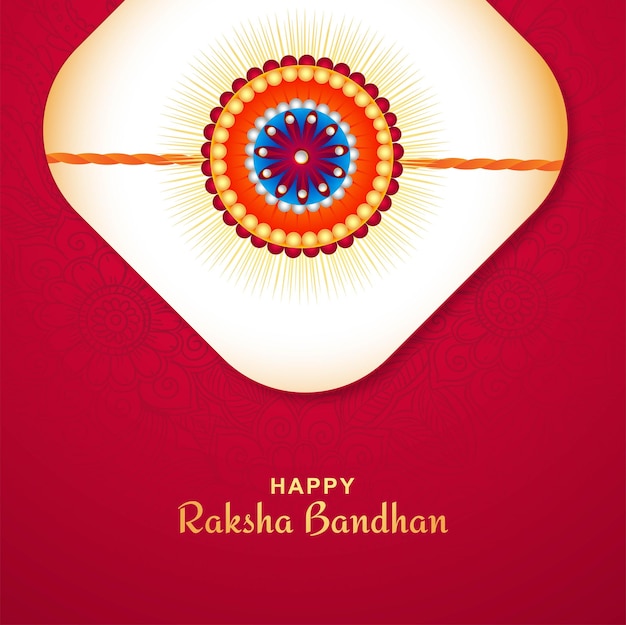 Diseño de tarjeta de felicitación con fondo de celebración de raksha bandhan