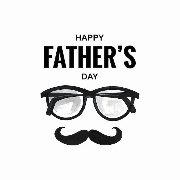 Diseño de tarjeta de felicitación de gafas y bigote para el día del padre feliz