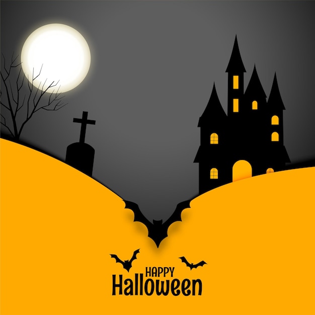 Vector gratuito diseño de tarjeta de feliz halloween estilo papel