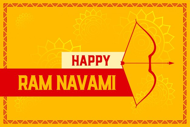 Diseño de tarjeta de festival de celebración feliz ram navami amarillo feliz