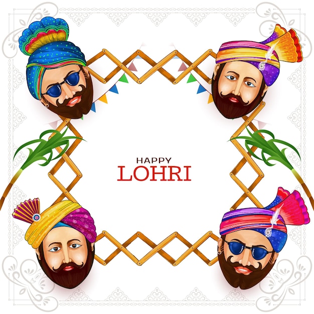 Vector gratuito diseño de la tarjeta del festival de la cosecha del punjabi indio happy lohri