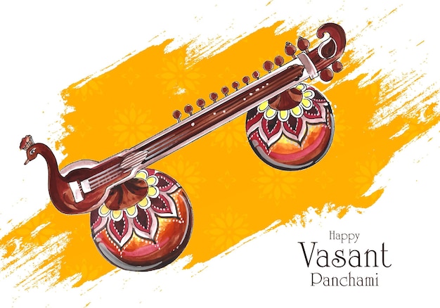 Diseño de tarjeta de festival indio tradicional feliz vasant panchami