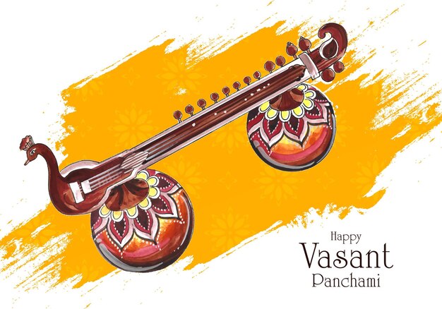 Diseño de tarjeta de festival indio tradicional feliz vasant panchami