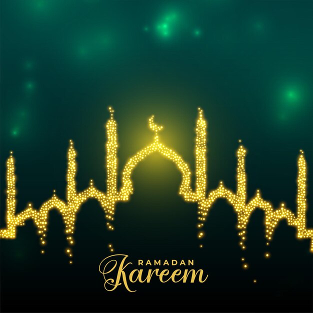 Diseño de tarjeta del festival ramadan kareem eid mubarak dorado brillante