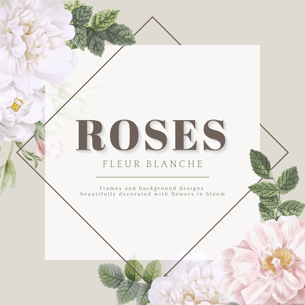 Diseño de tarjeta de flores rosas.