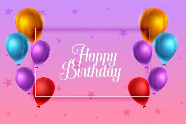 Diseño de tarjeta de globos de colores de feliz cumpleaños