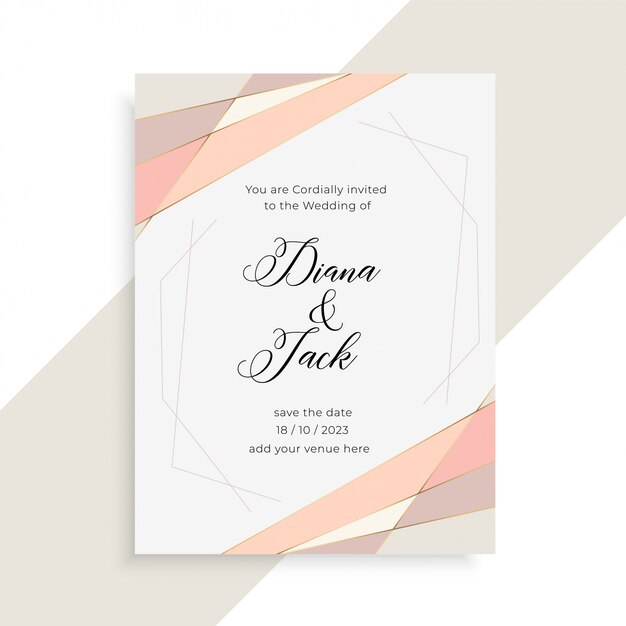 Diseño de tarjeta de invitación de boda elegante sutil