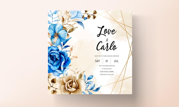 diseño de tarjeta de invitación de boda floral acuarela