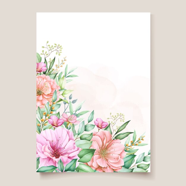 diseño de tarjeta de invitación floral acuarela