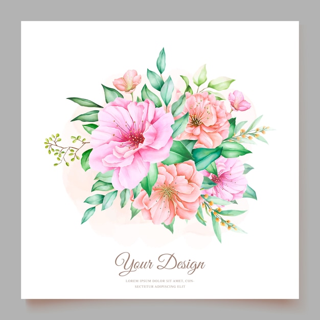 Vector gratuito diseño de tarjeta de invitación floral acuarela