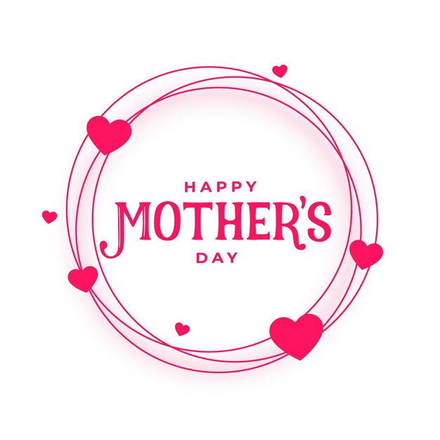 Diseño de tarjeta de marco de corazones de feliz día de la madre