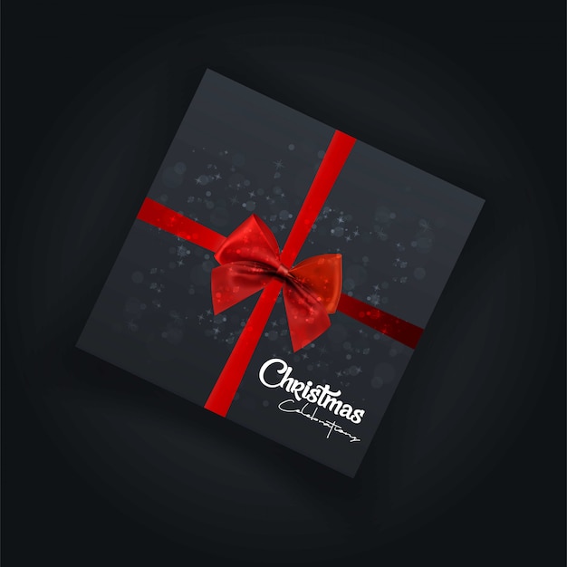 Vector gratuito diseño de tarjeta de navidad con diseño elegante y fondo oscuro.